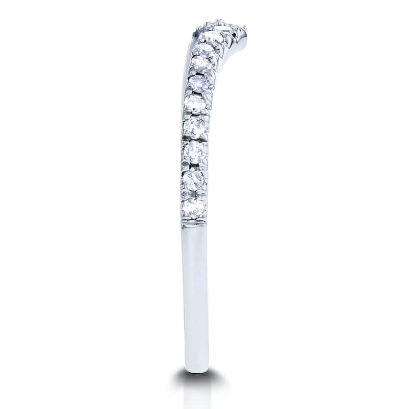 Annello by Kobelli 14k White Gold 1/6ct TDW Diamond Chevron V-shaped Wedding Band
