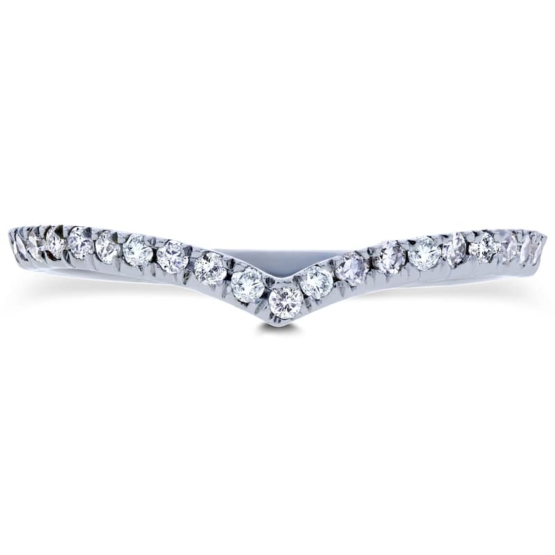Annello by Kobelli 14k White Gold 1/6ct TDW Diamond Chevron V-shaped Wedding Band
