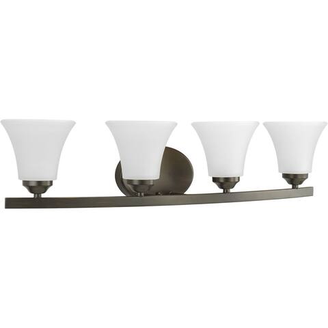 Adorn Collection 4-Light Antique Bronze Etched Glass Traditional Bath Vanity Light
