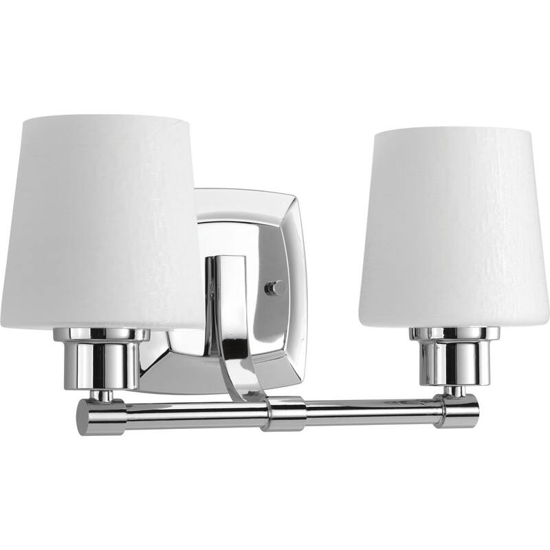 Glance Collection 2-Light Polished Chrome Etched White Linen Glass Farmhouse Bath Vanity Light