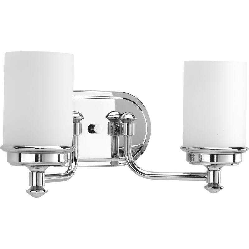 Glide Collection 2-Light Polished Chrome Etched Opal Glass Coastal Bath Vanity Light