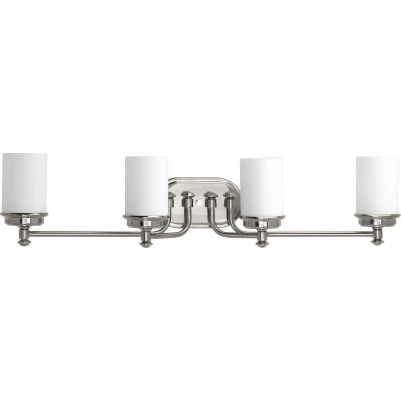 Glide Collection 4-Light Brushed Nickel Etched Opal Glass Coastal Bath Vanity Light