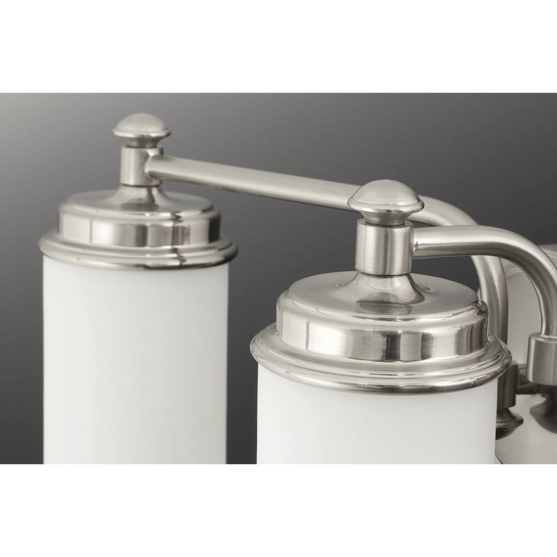 Glide Collection 4-Light Brushed Nickel Etched Opal Glass Coastal Bath Vanity Light