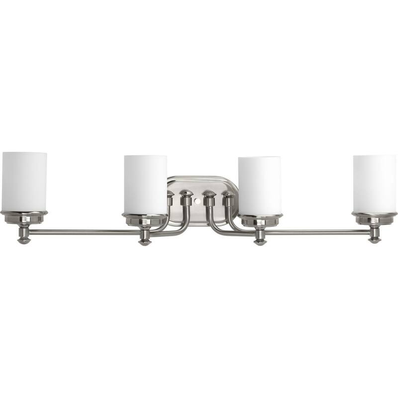 Glide Collection 4-Light Brushed Nickel Etched Opal Glass Coastal Bath Vanity Light