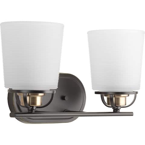 Progress Lighting West Village Bronze-finish Steel and Glass 2-light Bath Light