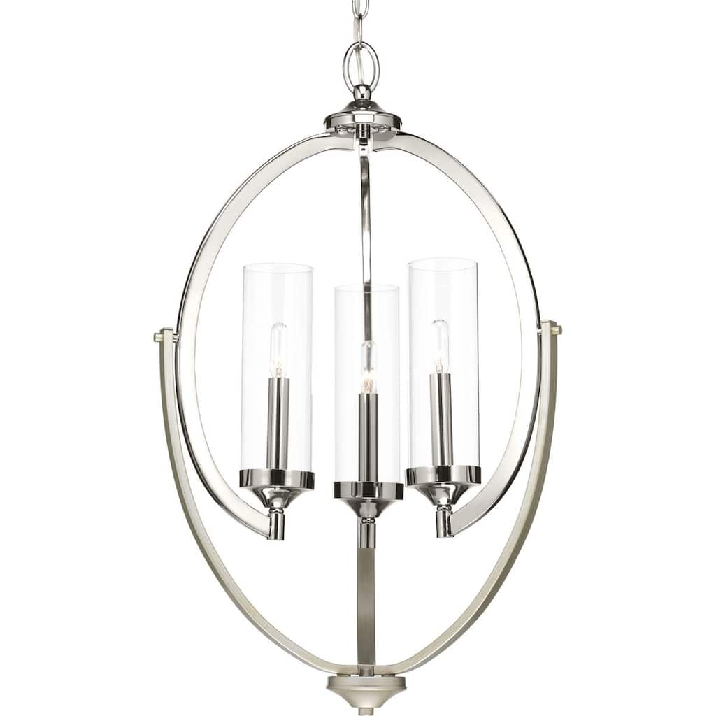 Evoke Collection 3-Light Polished Nickel Clear Glass Luxe Chandelier Light