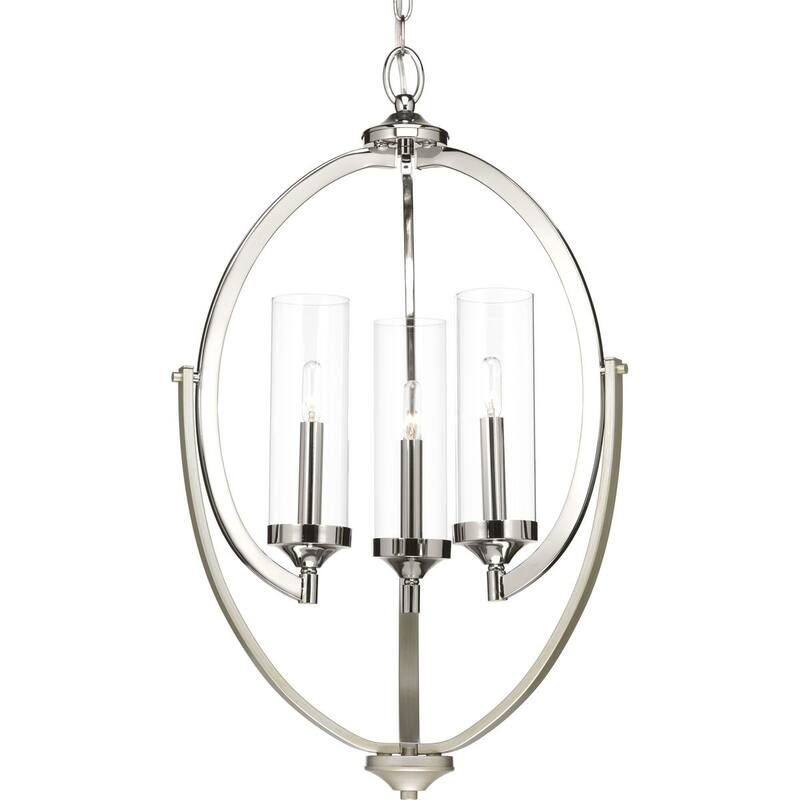 Evoke Collection 3-Light Polished Nickel Clear Glass Luxe Chandelier Light