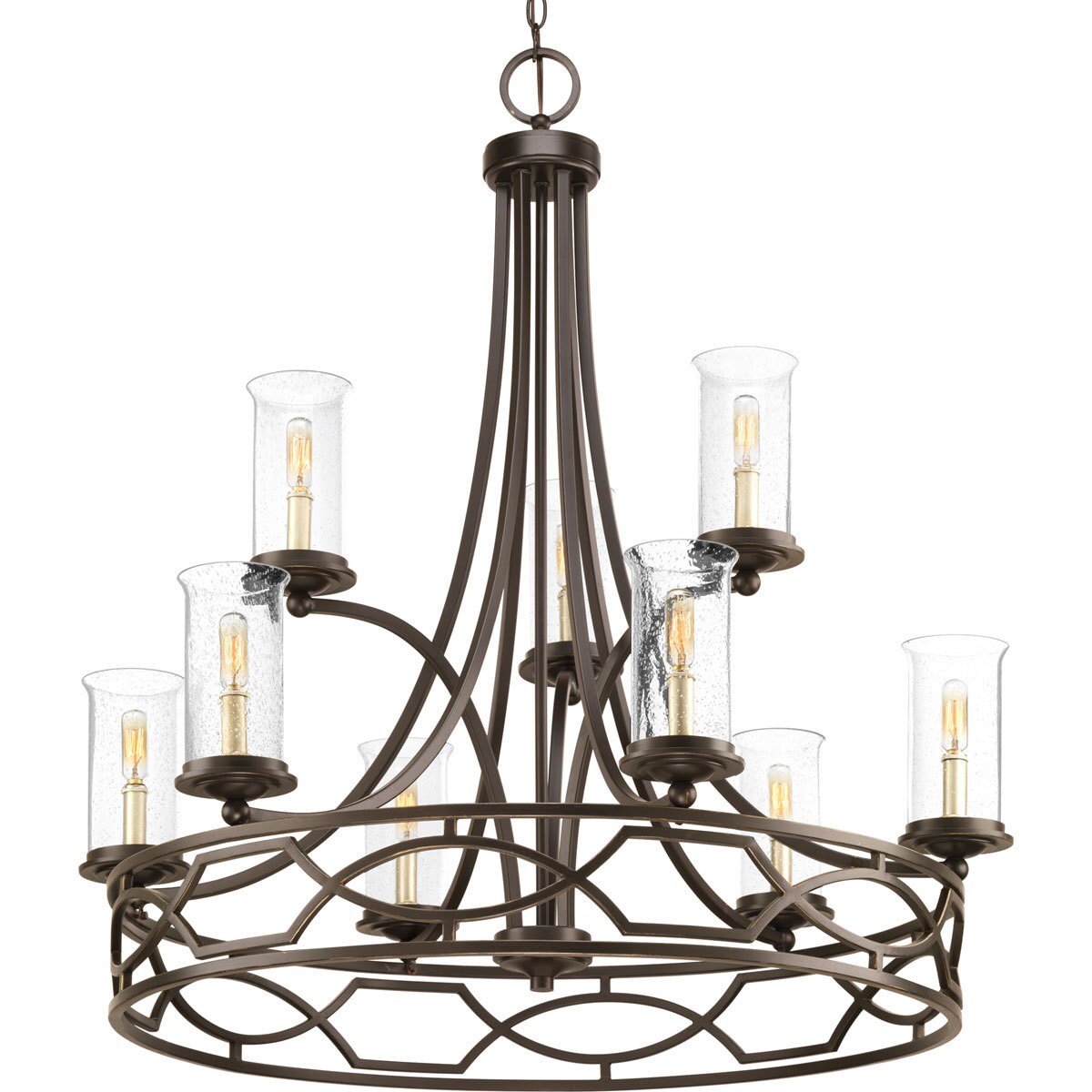Progress Lighting Soiree Antique Bronze Finish Steel Nine-light Two-tier Chandelier (Brushed Nickel) - Chandeliers For Bedrooms by Overstock.com