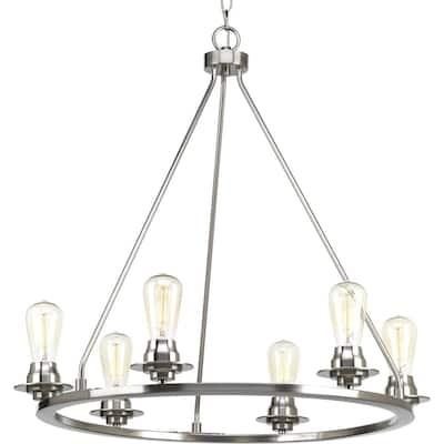 Debut Collection 6-Light Brushed Nickel Farmhouse Chandelier Light - N/A