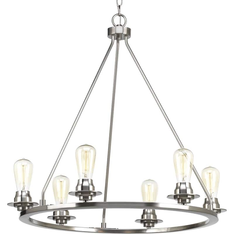 Debut Collection 6-Light Brushed Nickel Farmhouse Chandelier Light - N/A