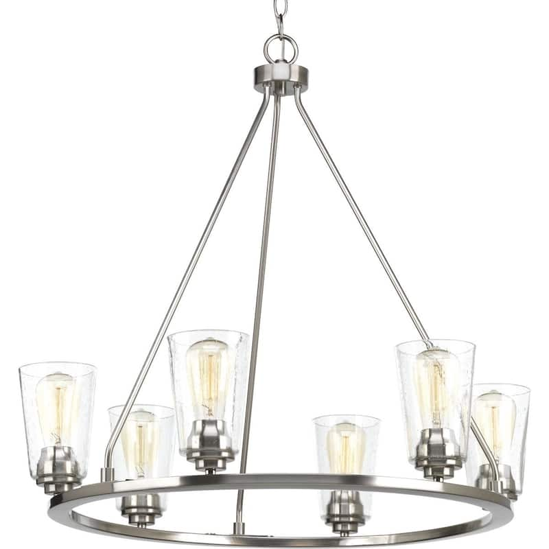 Debut Collection 6-Light Brushed Nickel Farmhouse Chandelier Light - N/A