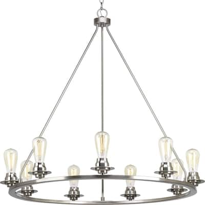 Debut Collection 9-Light Brushed Nickel Farmhouse Chandelier Light - N/A