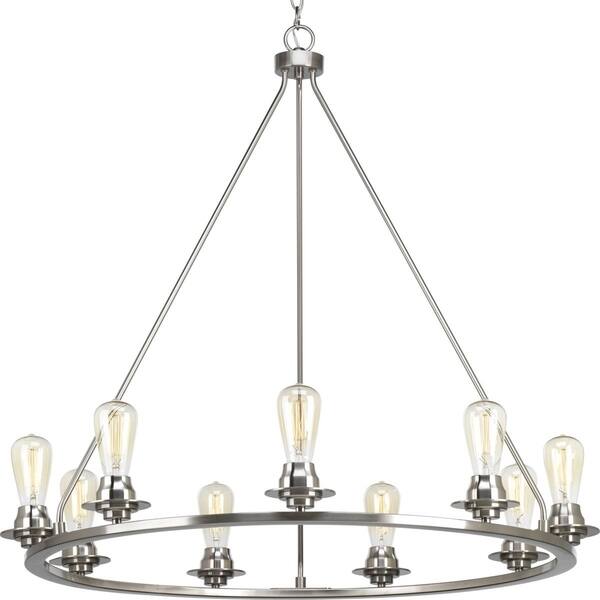 Progress Lighting Debut 9-Light Brushed Nickel Farmhouse Chandelier