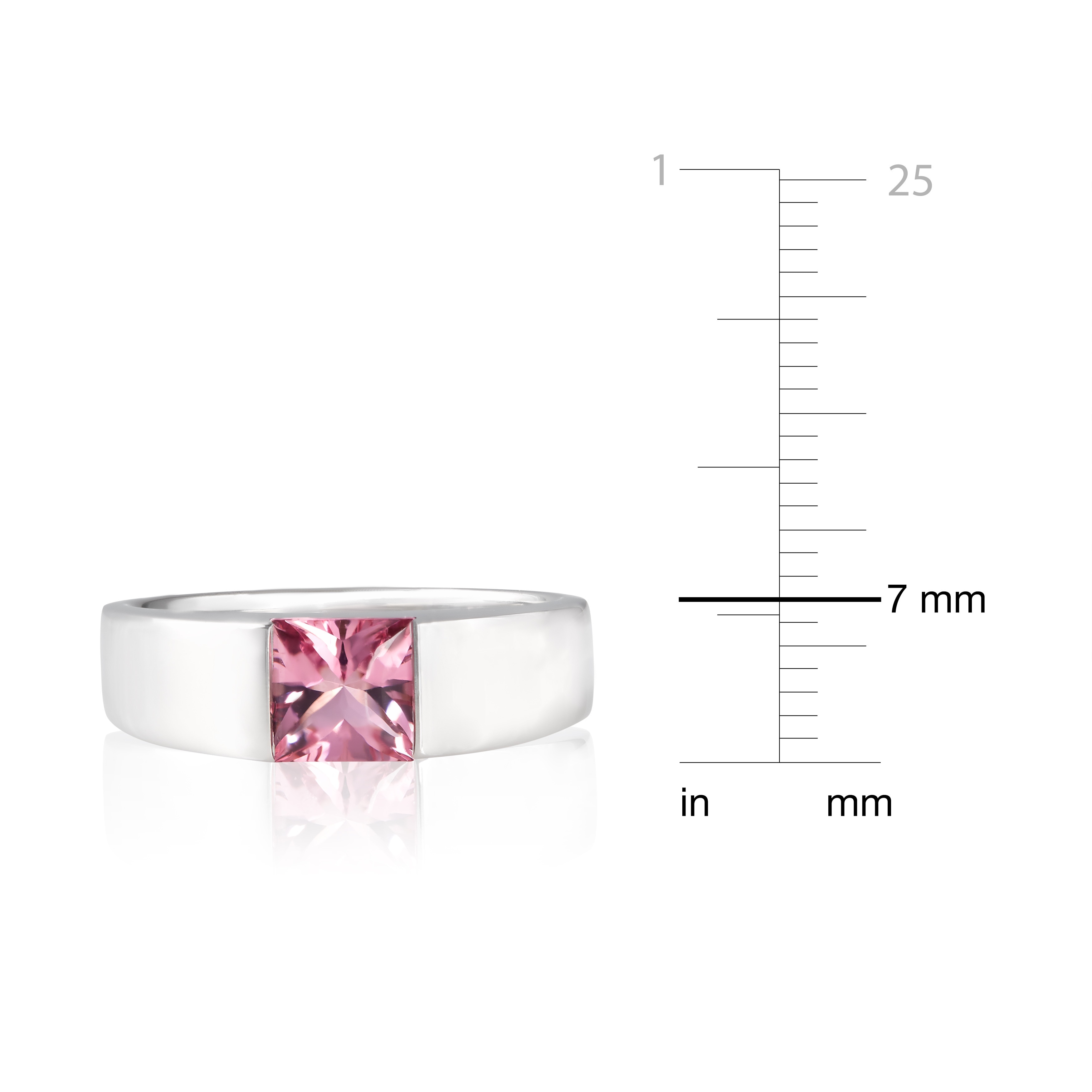 Pre owned Cartier 18K White Gold Pink Tourmaline Tank Ring Size 6 As Is Item