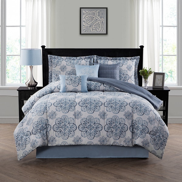 Style Decor Nastia Blue 7-piece Comforter Set