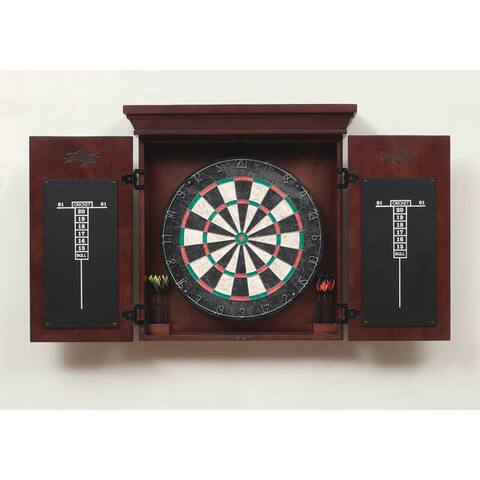 Athos Brown Wooden Dart Board Cabinet Set
