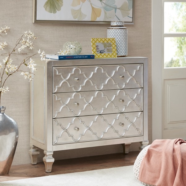 Madison Park Greyson Antique Silver 3-Drawer Chest. Opens flyout.