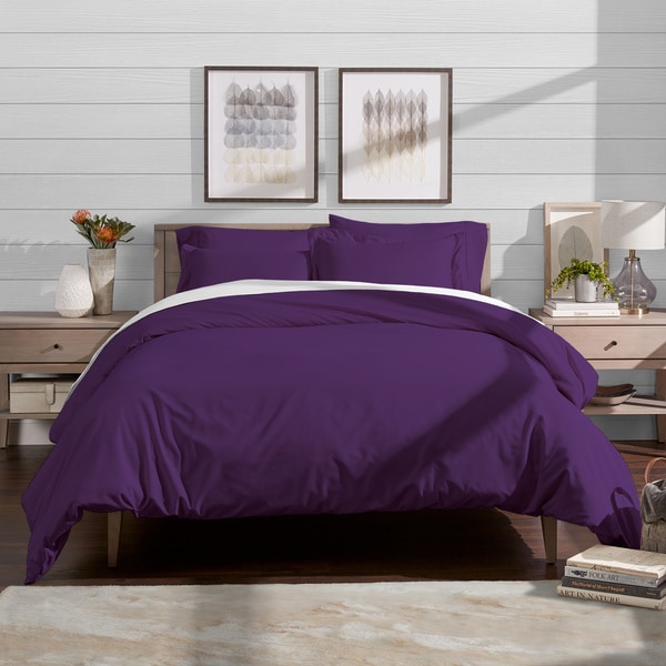 Violet Floral Premium 300 Thread Count 100/% Cotton Sateen Duvet Cover Bed Set