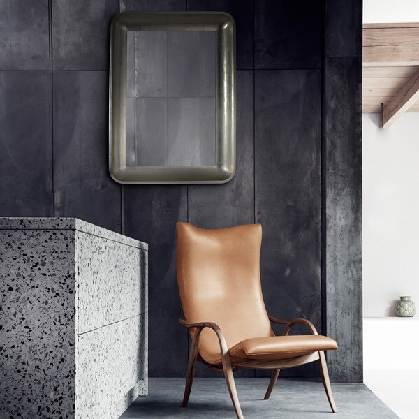 Renwil Halvar Leather Framed Silver Rectangular Wall