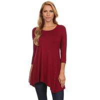 Women's Casual Solid Color Button Trim Tunic Top