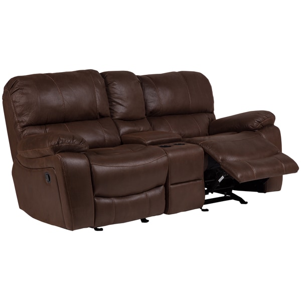 microfiber reclining sofa with console