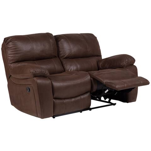 Porter Ramsey Brown Embossed Microfiber Dual Reclining Loveseat - 40"H x 38"D x 68"W - 40"H x 38"D x 68"W