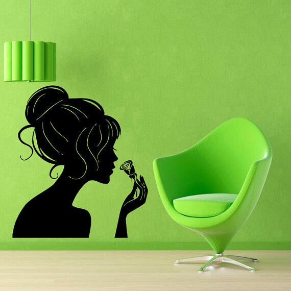 Woman Smelling A Rose Beauty Salon Wall Decor Murals Art Woman Smelling A Rose Beauty Salon Wall Decor Murals Art Interior Design Sticker Decal