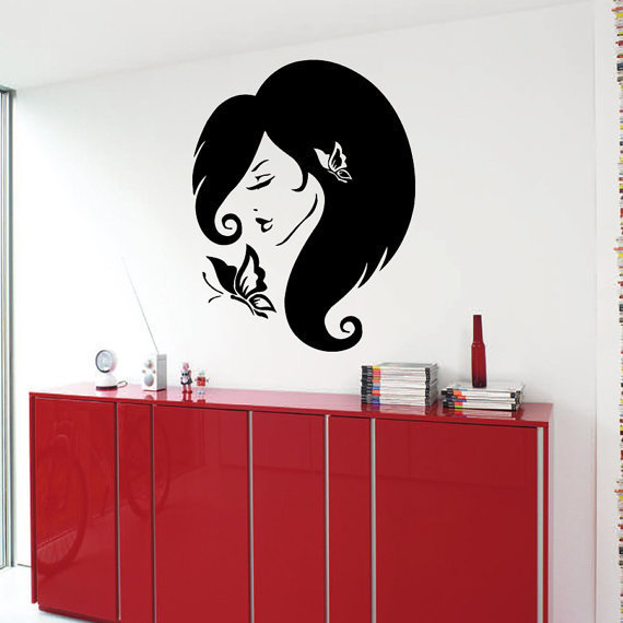 Shop Woman With Butterfly Beauty Salon Wall Decor Murals Wall Art