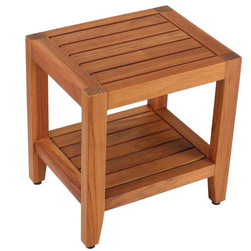Bare Decor Stillwater Spa Brown Teak 19-inch Bench with Shelf
