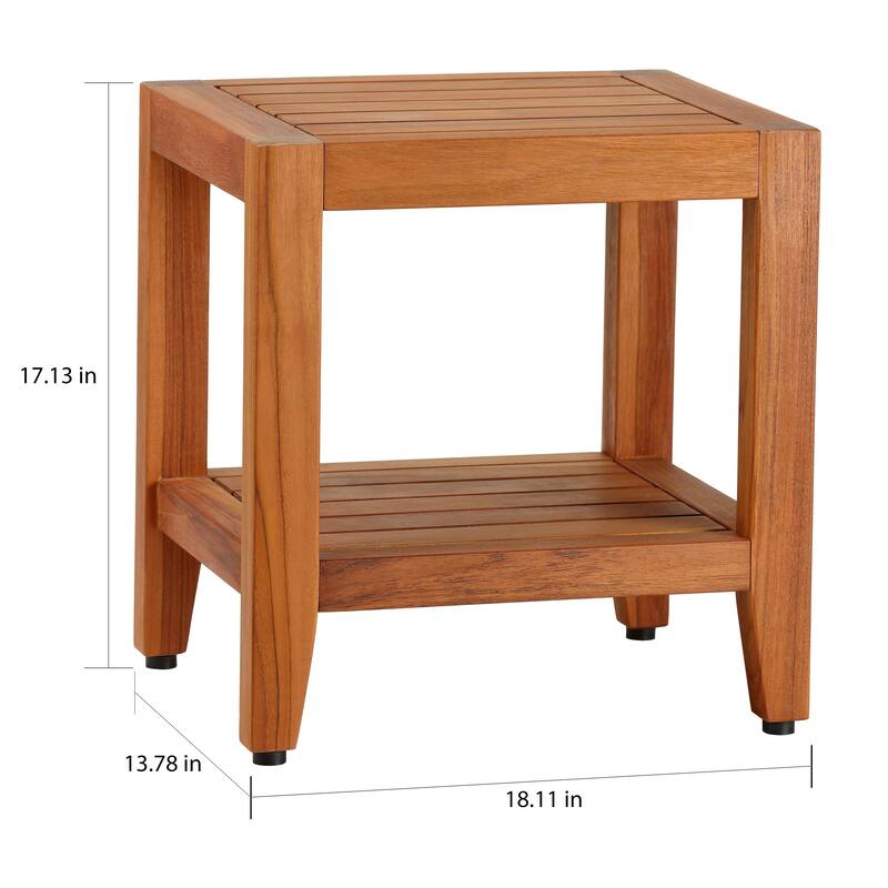 Bare Decor Stillwater Spa Brown Teak 19-inch Bench with Shelf