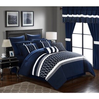 Details about   Chic Home Eyelet 10 Piece Comforter Set Color Block Ruffled Bag Bedding-Decorati 