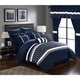 preview thumbnail 1 of 19, Lance Embroidered Applique Navy Microfiber 24-piece Bed In a Bag