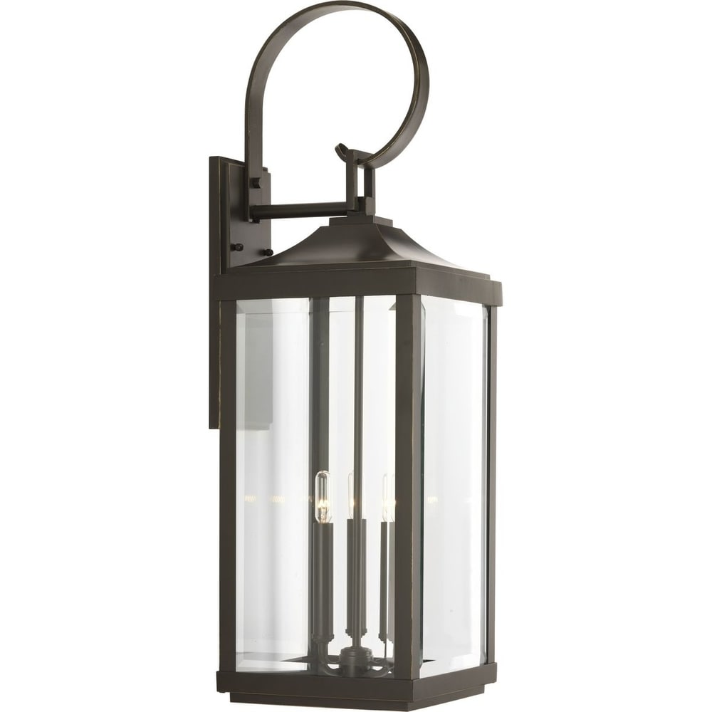 Progress Lighting P5652-20 Traditional Three Light Large Wall Lantern from Ashmore Collection Dark Finish Antique Bronze