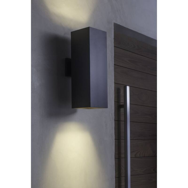 6" LED Square Cylinder Gray Outdoor Up/Down Wall Lantern Light