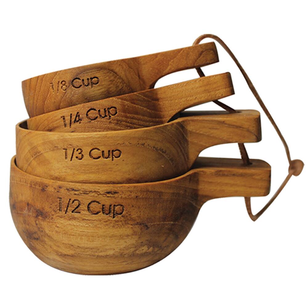 Handmade Teak Wood Measuring Cups (India)