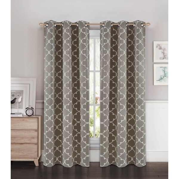 Bella Luna Selena Embroidered Thermal Room Darkening Grommet 84-inch Curtain Panel Pair - 76 x 84 in. - 76 x 84 in.. Opens flyout.