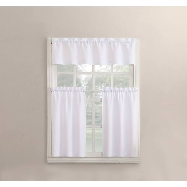 No. 918 Martine Microfiber Semi-Sheer Rod Pocket Kitchen Curtain Valance and Tiers Set