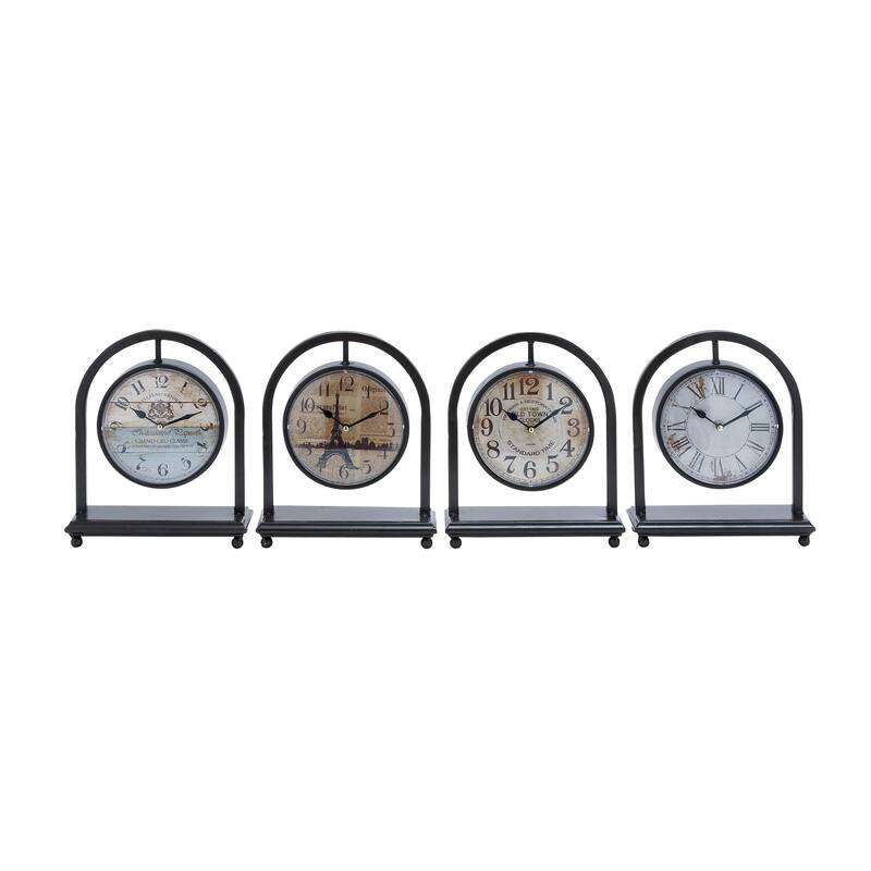 Black Iron Vintage Clock No Theme (Set of 4)