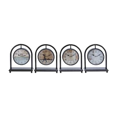 Black Iron Vintage Clock No Theme (Set of 4)