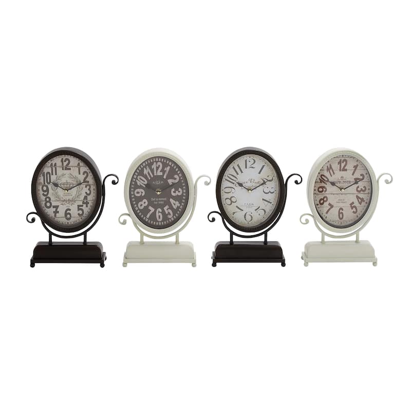 Black Metal Scroll Decorative Clock (Set of 4)