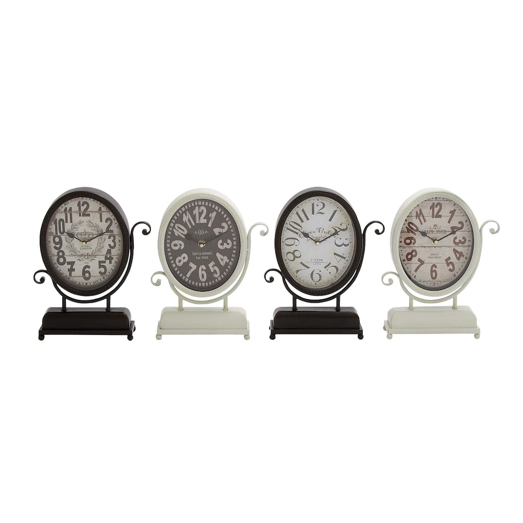 Black Metal Scroll Decorative Clock (Set of 4)