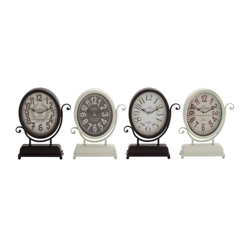 Black Metal Scroll Decorative Clock (Set of 4)