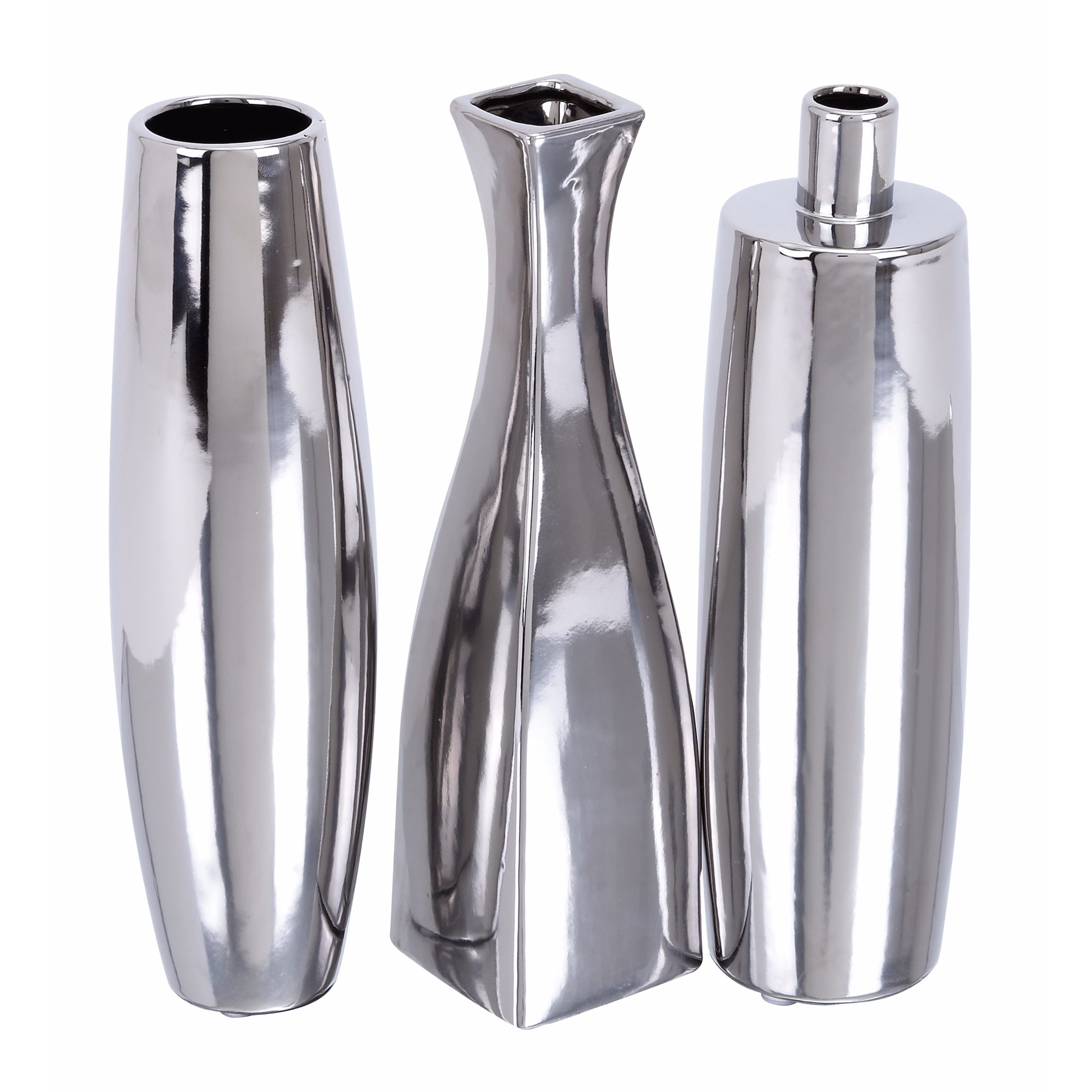 Shop Silver Ceramic Vase (Set of 3) Free Shipping On Orders Over 45
