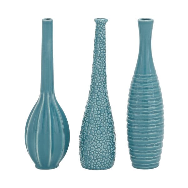 Modern Reflections Turquoise Ceramic Vases (Pack of 3)