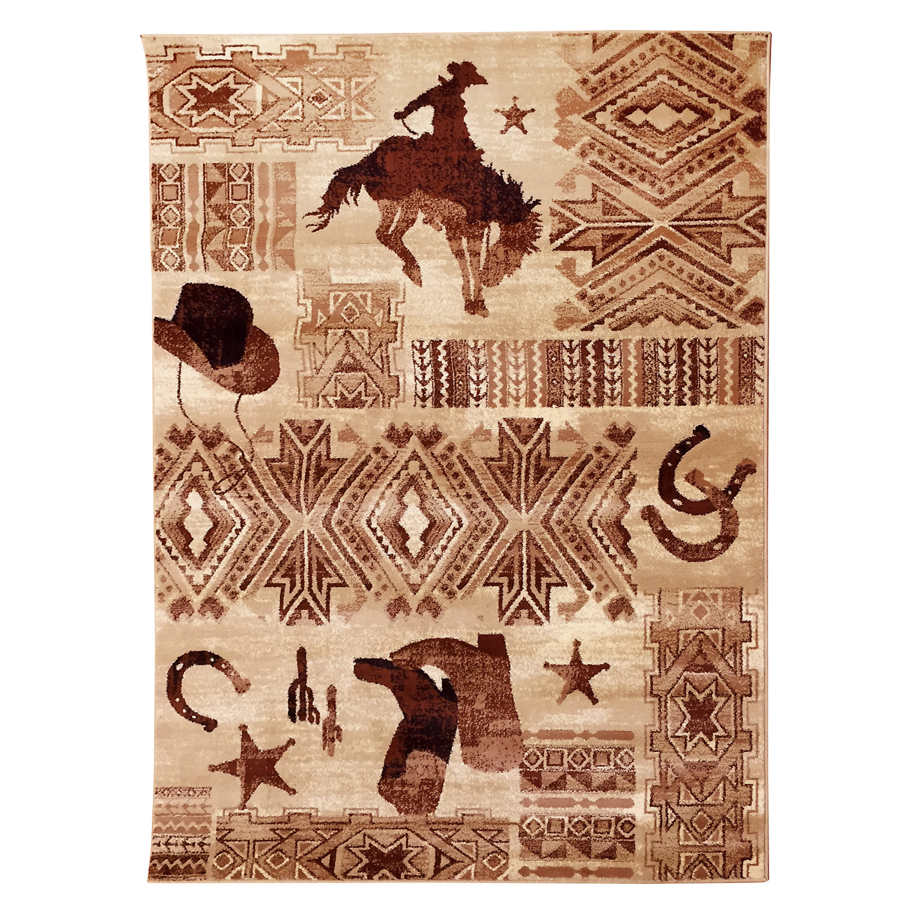 Lodge Design Boots and Cowboy Beige Area Rug (7'6.75 x 10'5) - 7'6 x 10'6  - Bed Bath & Beyond - 14522282