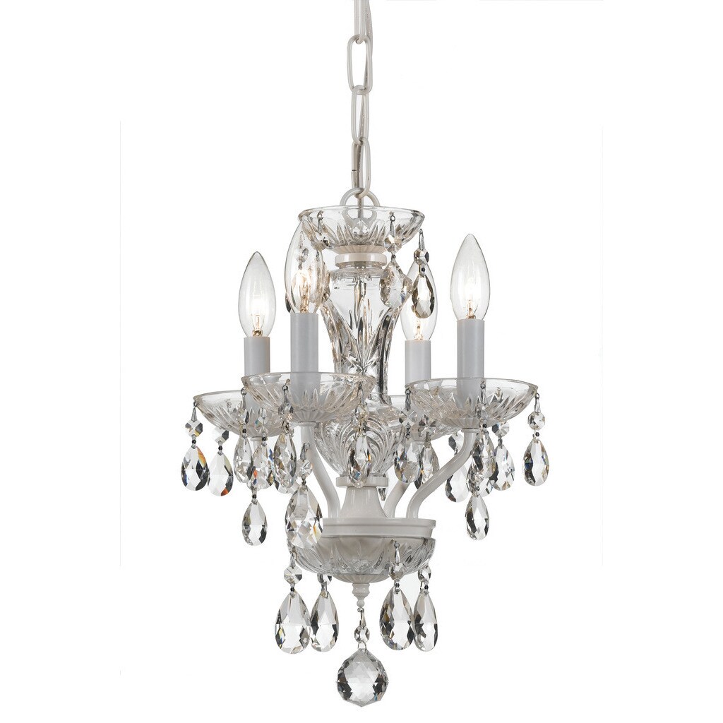 Crystorama Traditional Collection 4-light Wet White/Italian Crystal Mini Chandelier - Chandeliers For Bedrooms by Overstock.com
