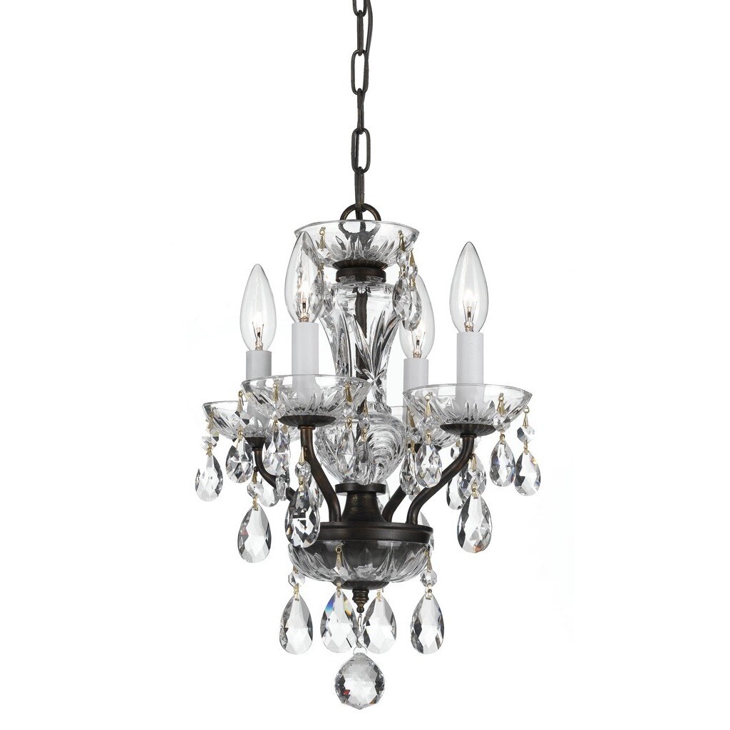 Crystorama Traditional Collection 4-light English Bronze/Crystal Mini Chandelier - Chandeliers For Bedrooms by Overstock.com