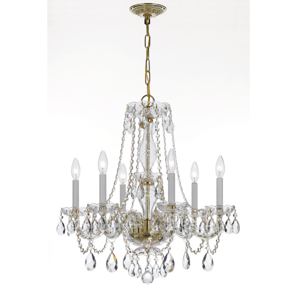 Crystorama Traditional Collection 6-light Polished Brass/Swarovski Strass Crystal Chandelier - Chandeliers For Bedrooms by Overstock.com