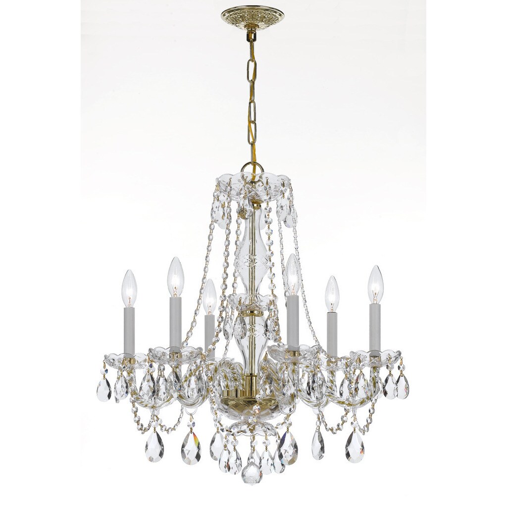 Crystorama Traditional Collection 6-light Polished Brass/Crystal Chandelier - Chandeliers For Bedrooms by Overstock.com
