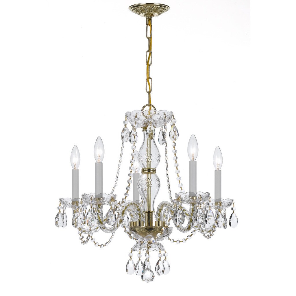 Crystorama Traditional Collection 5-light Polished Brass/Swarovski Strass Crystal Chandelier - Chandeliers For Bedrooms by Overstock.com